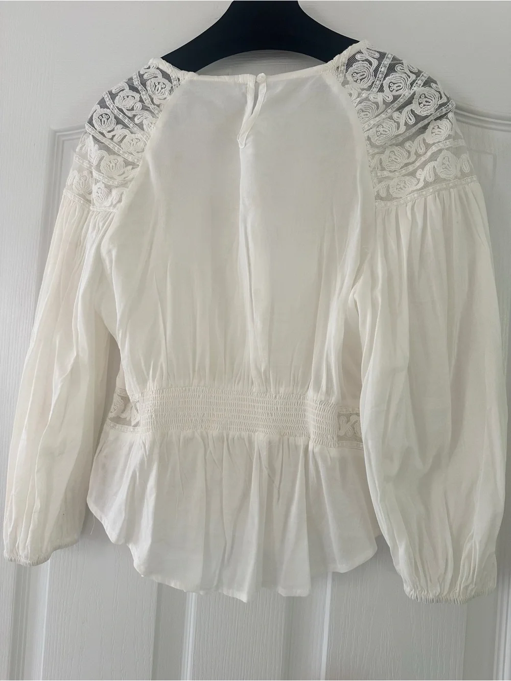 NWOT Free People Ivory Lace Yoke Peasant Blouse